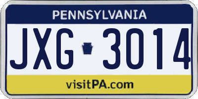 PA license plate JXG3014