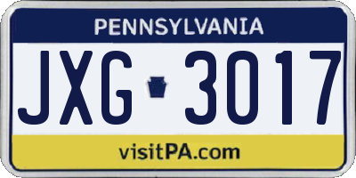 PA license plate JXG3017