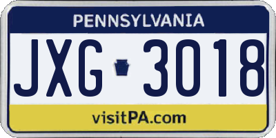 PA license plate JXG3018
