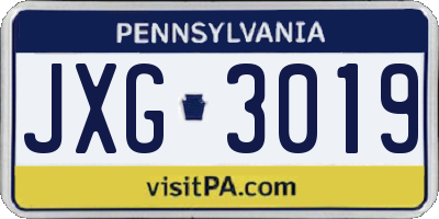 PA license plate JXG3019