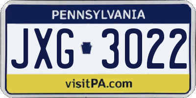 PA license plate JXG3022