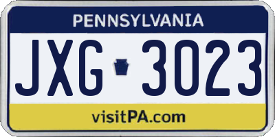 PA license plate JXG3023