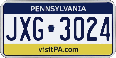 PA license plate JXG3024