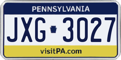 PA license plate JXG3027