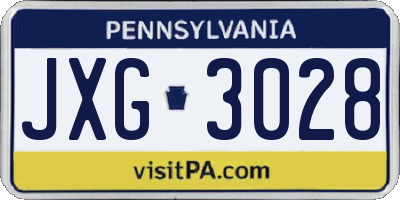 PA license plate JXG3028
