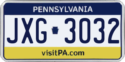 PA license plate JXG3032