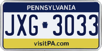PA license plate JXG3033