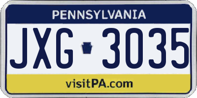 PA license plate JXG3035