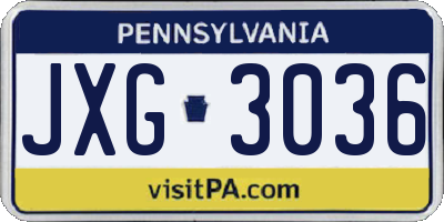 PA license plate JXG3036