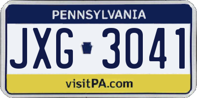 PA license plate JXG3041