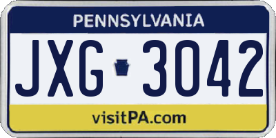 PA license plate JXG3042