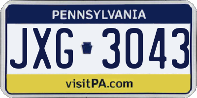 PA license plate JXG3043