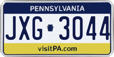 PA license plate JXG3044