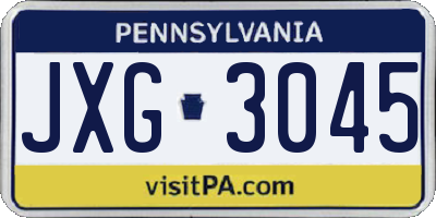 PA license plate JXG3045