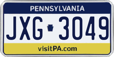 PA license plate JXG3049