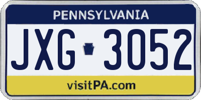 PA license plate JXG3052