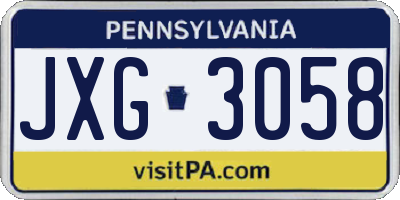 PA license plate JXG3058