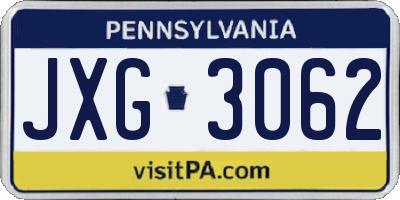 PA license plate JXG3062