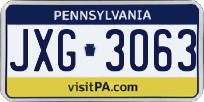 PA license plate JXG3063