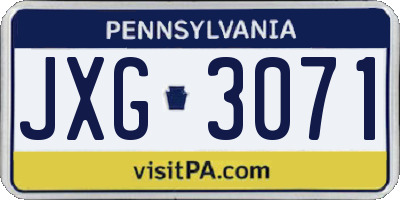 PA license plate JXG3071