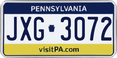 PA license plate JXG3072