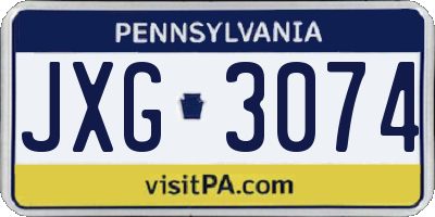 PA license plate JXG3074