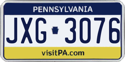 PA license plate JXG3076