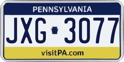 PA license plate JXG3077