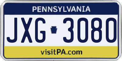 PA license plate JXG3080