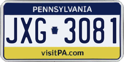 PA license plate JXG3081