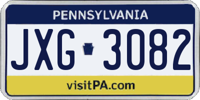 PA license plate JXG3082