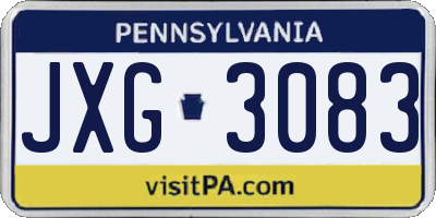 PA license plate JXG3083