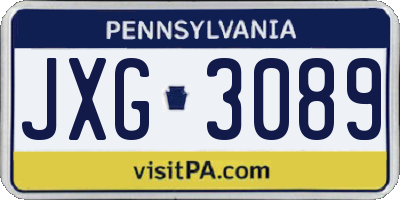 PA license plate JXG3089