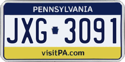 PA license plate JXG3091