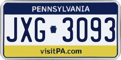PA license plate JXG3093