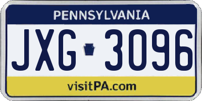 PA license plate JXG3096