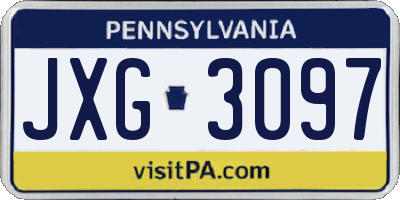 PA license plate JXG3097