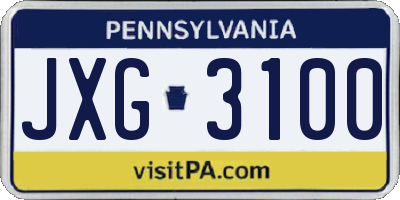 PA license plate JXG3100