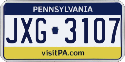 PA license plate JXG3107