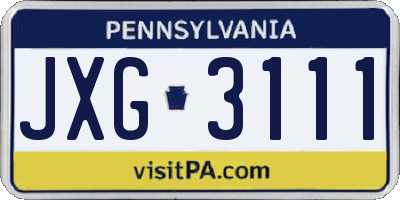 PA license plate JXG3111