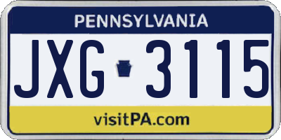 PA license plate JXG3115