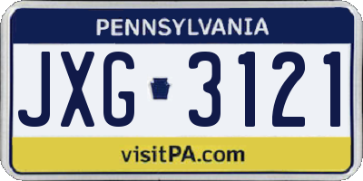 PA license plate JXG3121