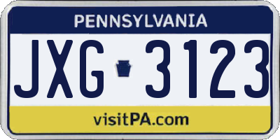 PA license plate JXG3123