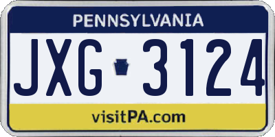 PA license plate JXG3124