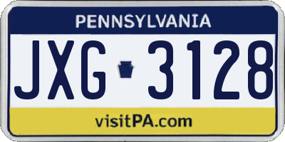 PA license plate JXG3128