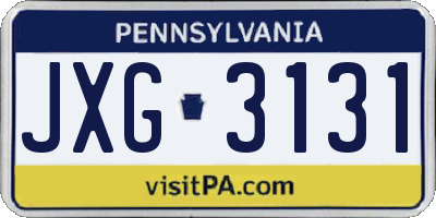 PA license plate JXG3131