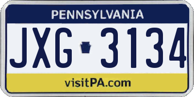 PA license plate JXG3134