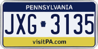 PA license plate JXG3135