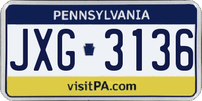 PA license plate JXG3136