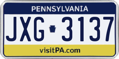 PA license plate JXG3137